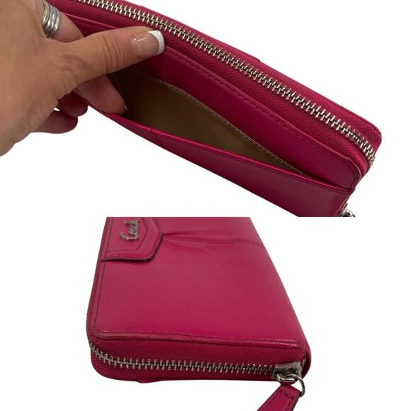 COACH Vintage Chelsea Hot Pink Leather Accordion Zip Around Wallet - Picture 6 of 7